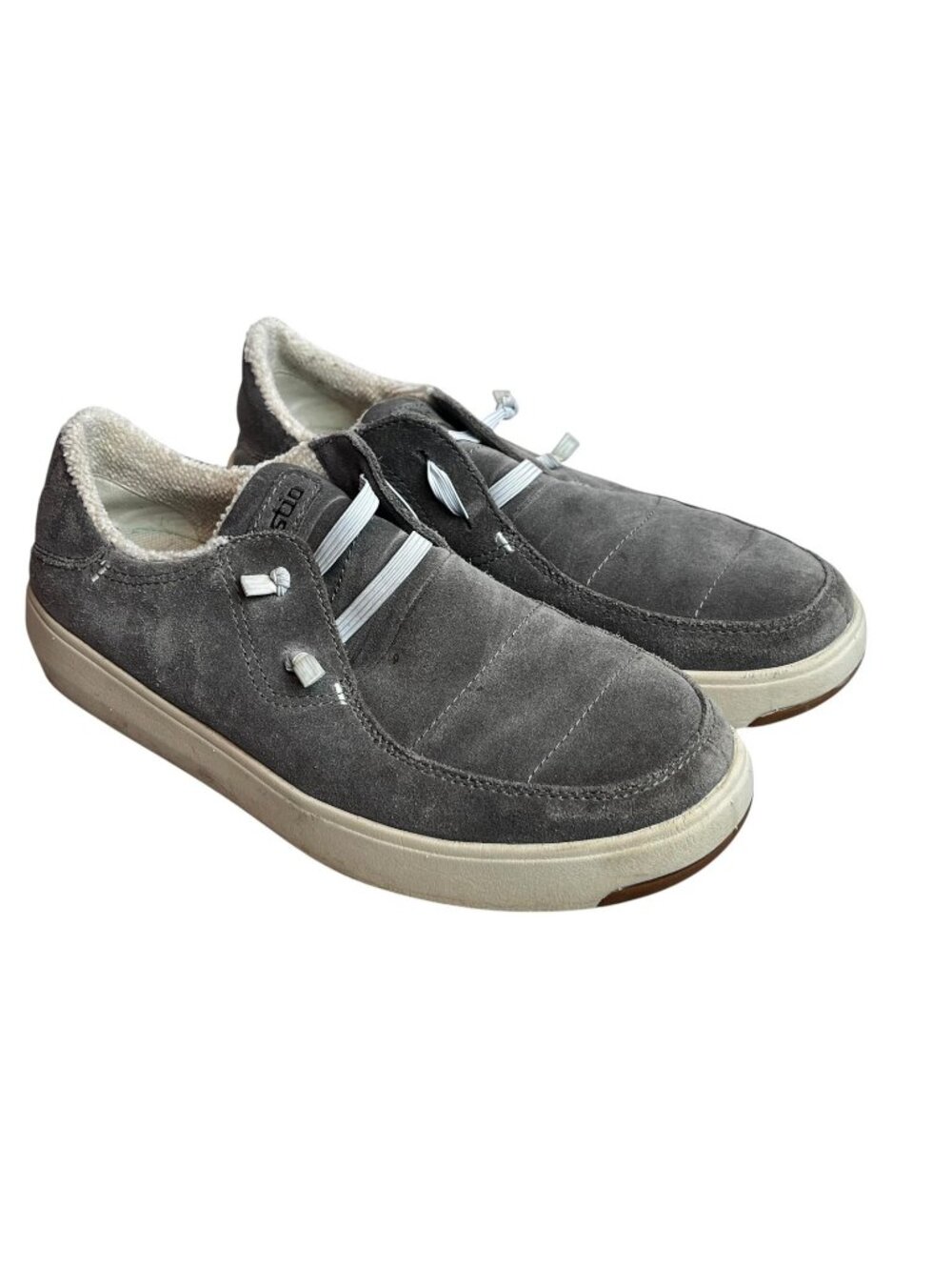 Stio Colter Low Shoes Womens Size 9.5 Gray Suede Faux Fur Slip On Comfort